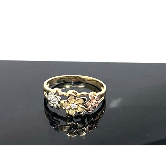 Floral Cocktail Ring 14k Yellow Gold Estate Jewelry Women's Size 9 - Picture 12 of 13